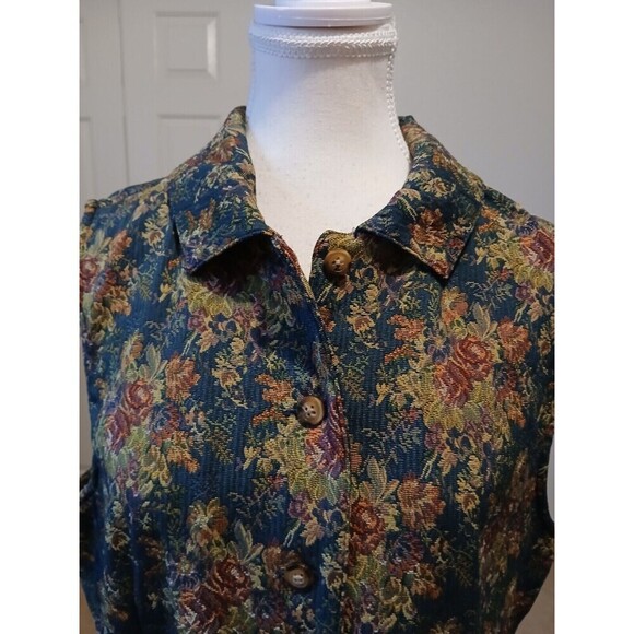 Vintage Westbound Green Floral Print Sleeveless Blazer Size Large RN‎ 58909 - Picture 6 of 11